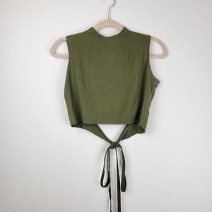 Elegant Olive Sleeveless Crop Top